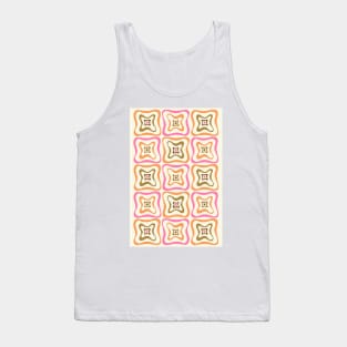 Retro Groovy Pattern Pink, Orange, Brown, Cream Tank Top